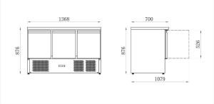 Desserte AAS903T 3 PORTES dessus inox froid positif